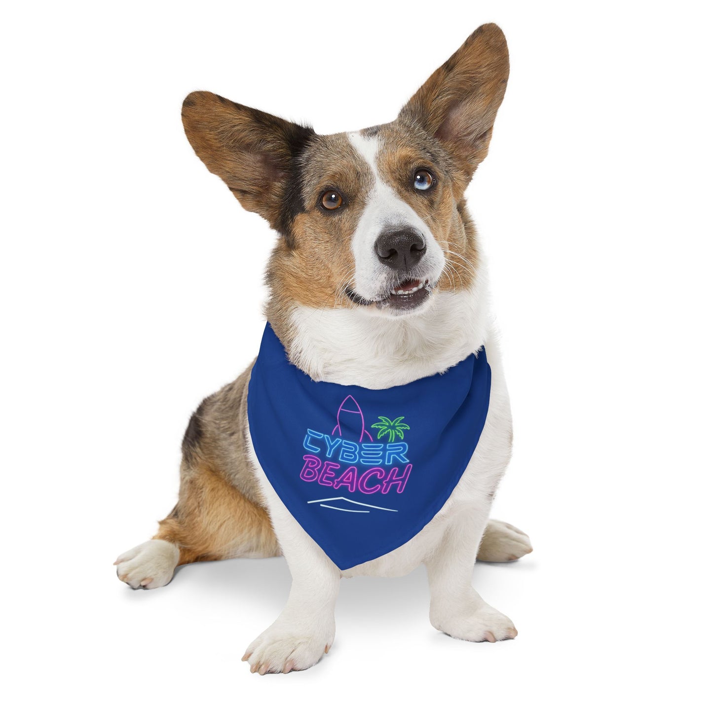 CB07BE - Cyber Beach Pet Bandana Collar (Blue)